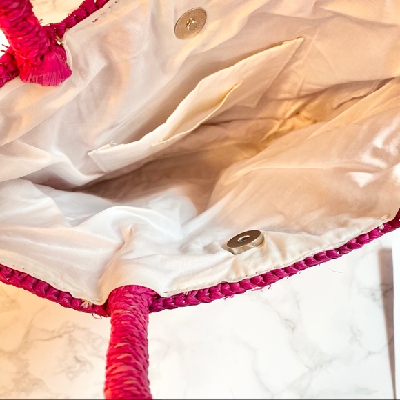 The Little Market Raffia Tote Hot Pink - Picture 9 of 11